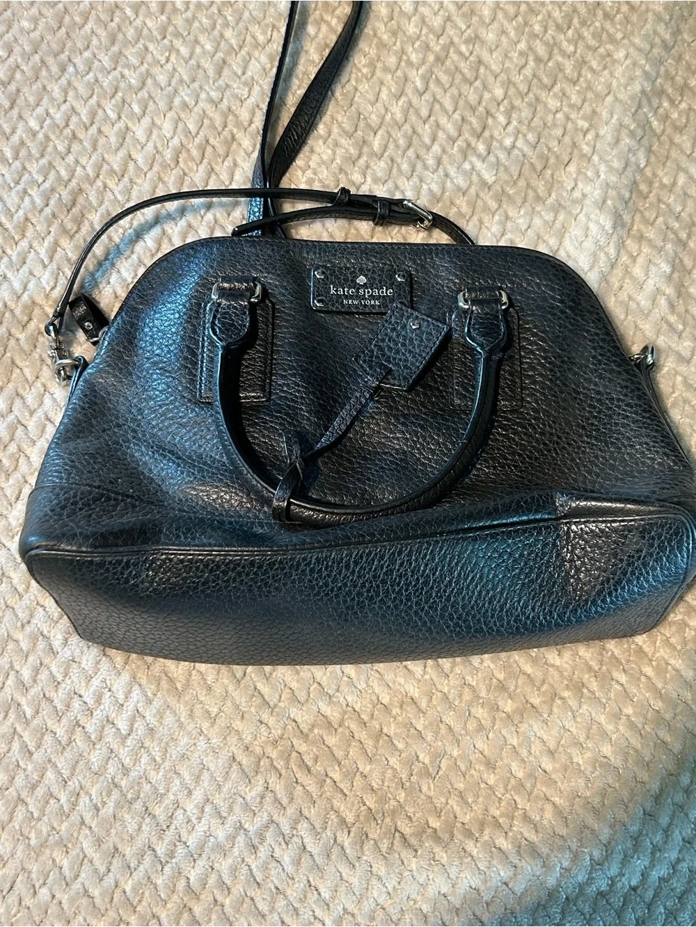 kate spade Black Pebbled Leather Satchel with Crossbody Strap
